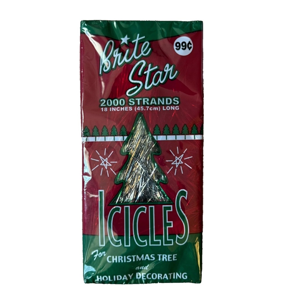 Vintage Brite Star Christmas Tree Tinsel Icicles 2000 Strands 18" USA NEW